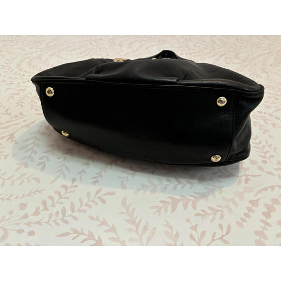 NWOT Michael Kors Black Leather Fulton East/West Tote Bag with Logo Charm - Picture 5 of 9